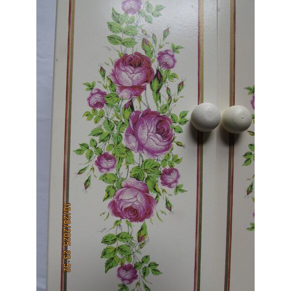 Avon 1999 Jewelry box armoire case floral design red roses 5 drawers mirror - Picture 3 of 16